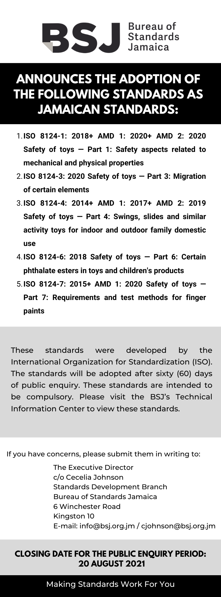 Standards for nonobjection CLICK HERE TO VIEW! Bureau of Standards